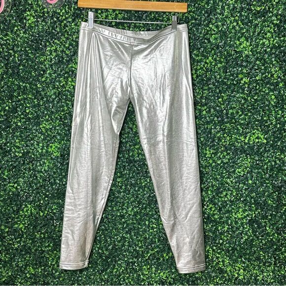 American Apparel Silver Leggings Sz L - Picture 1 of 6